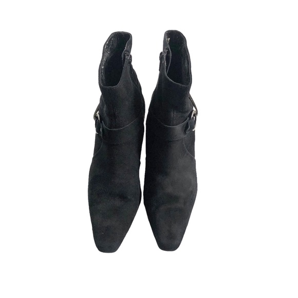 Anne Klein Black Suede Leather iflex Ankle Booties 7 - Picture 8 of 11